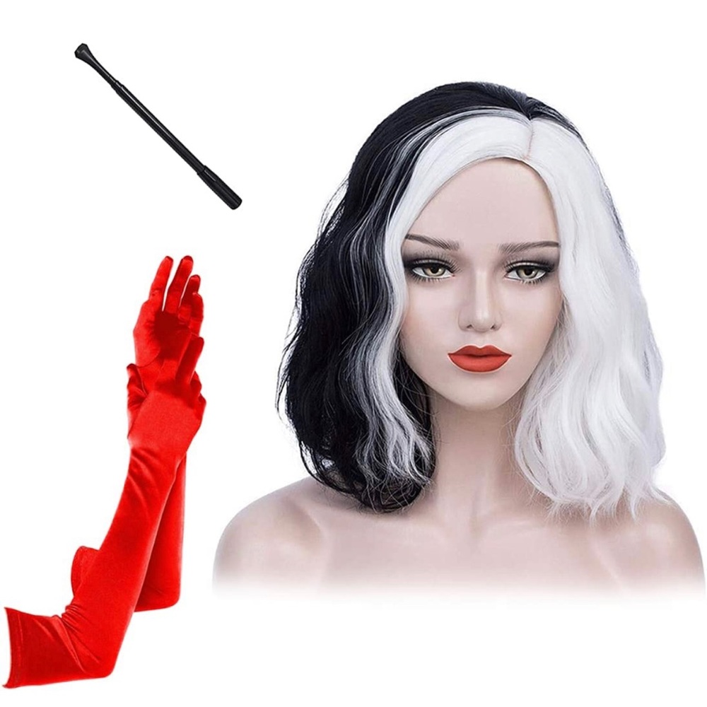 Cosplay black and white wig